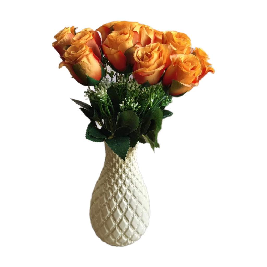 Artificial Rose on a Medium Long Stick.. Orange