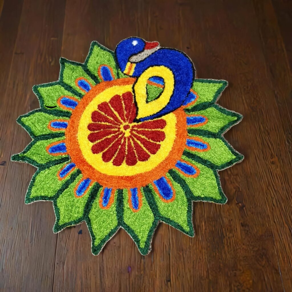 Peacock Design… Rangoli Mat.. 2.5ft Round