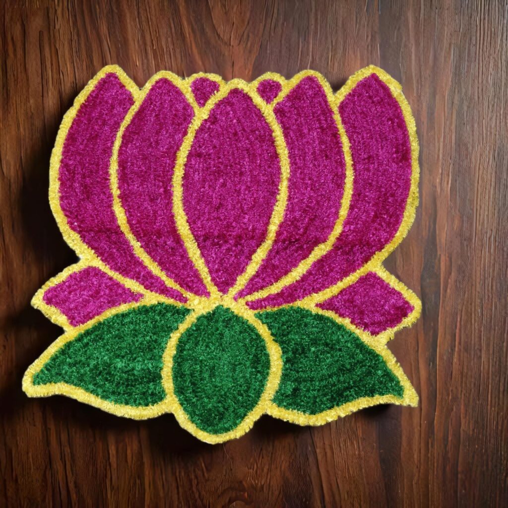 Pink Lotus Design… Rangoli Mat.. 2ft Round