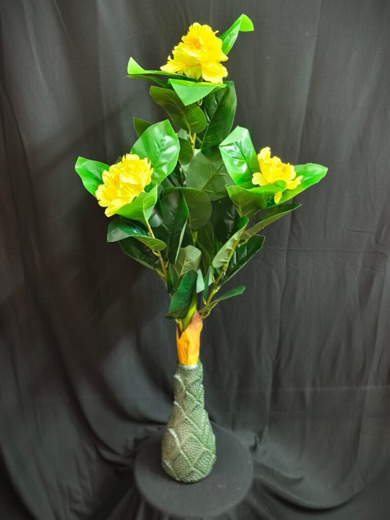 Artificial Lemon Yellow Peony Flower Tree.. 3.4 ft.