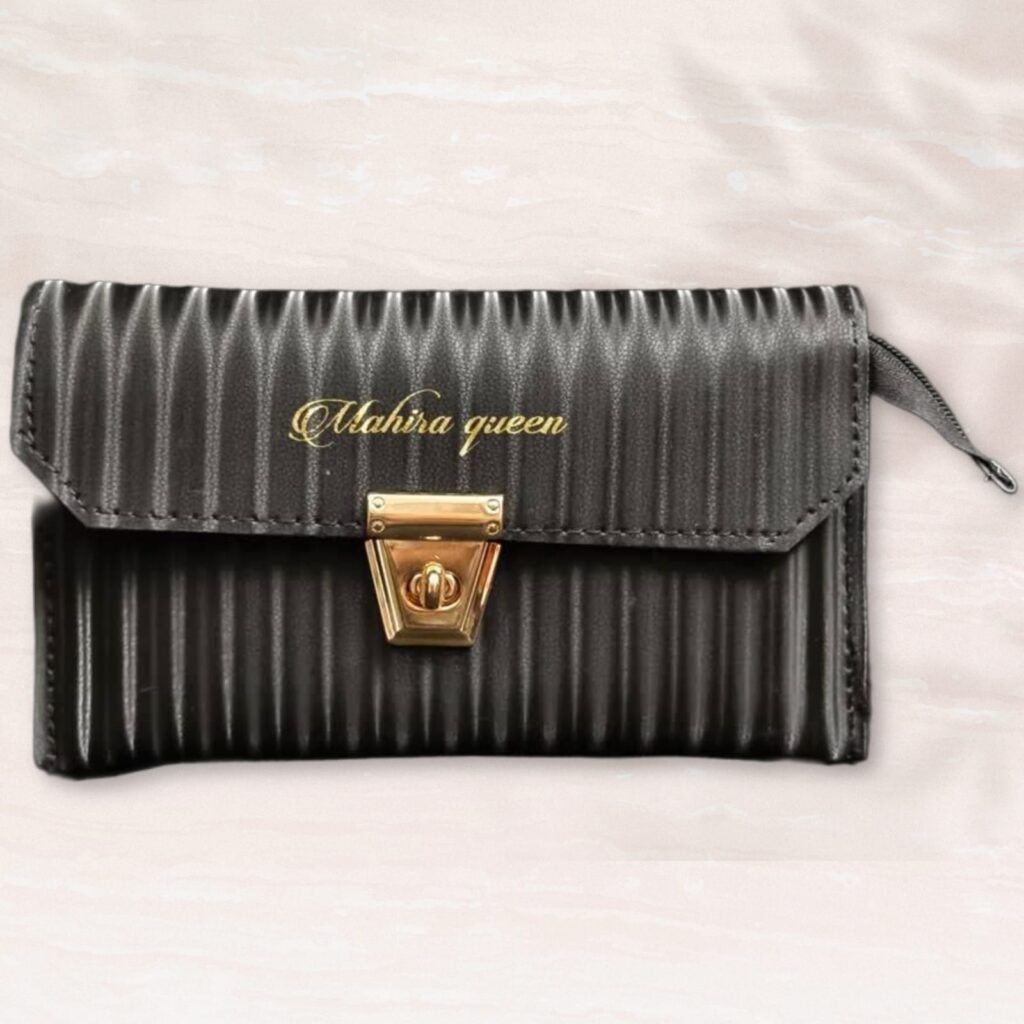 Mahira Queen Velvet Finish Money Purse.. Black