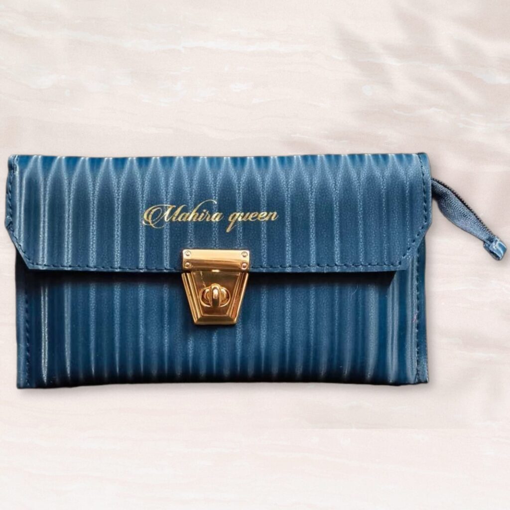 Mahira Queen Velvet Finish Money Purse.. Navy Blue