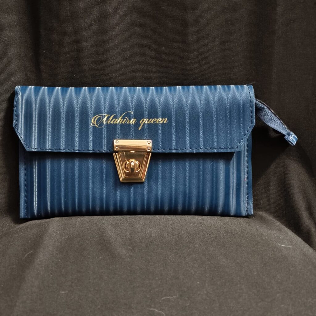 Mahira Queen Velvet Finish Money Purse.. Navy Blue