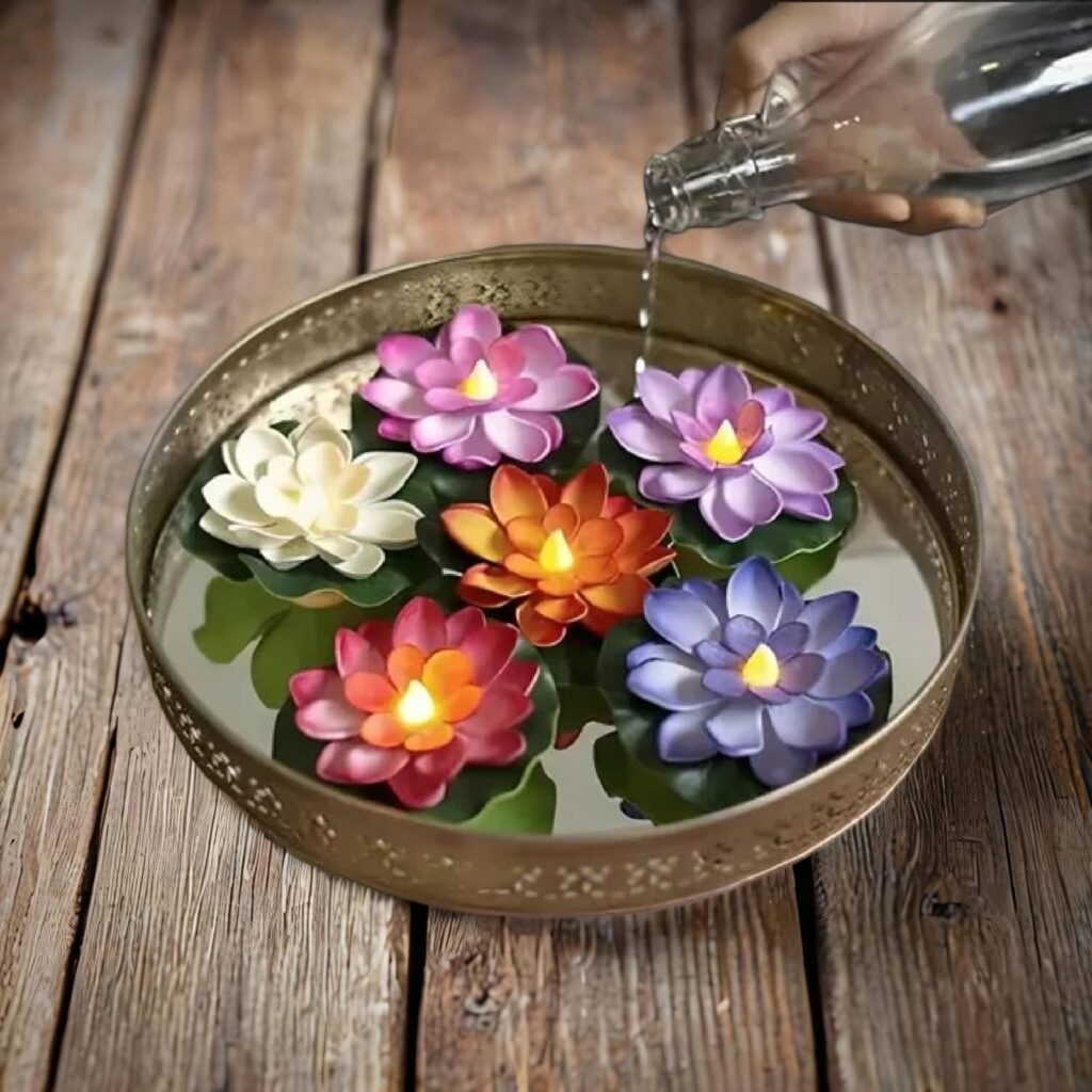 Lotus Water Sensor Diya Light.. Set of 6 Colours